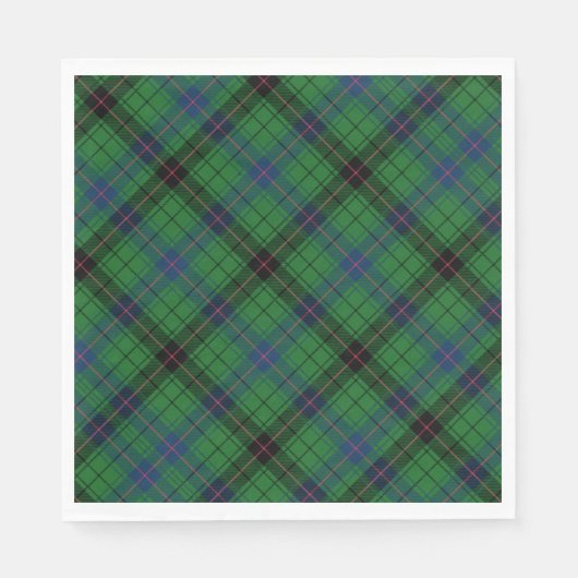 Serviette En Papier Tartan Clan Davidson Green À damiers Motif (Devant)