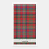 Serviette En Papier Tartan Clan Stewart Carreaux Noir Rouge Mariage pe (Devant)