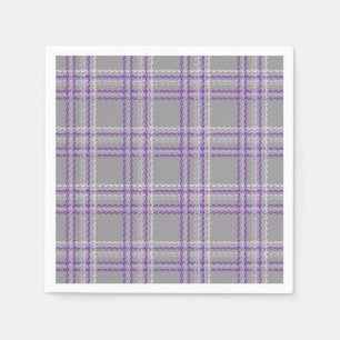Serviette En Papier Tartan classique. Gris, lilas