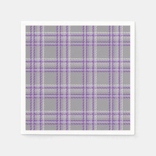 Serviette En Papier Tartan classique. Gris, lilas (Devant)