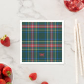 Serviette En Papier Tartan classique Plaid Initiales de Noël Preppy (En situation)