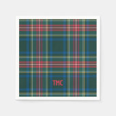Serviette En Papier Tartan classique Plaid Initiales de Noël Preppy (Devant)