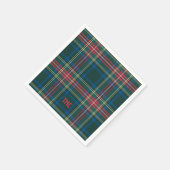 Serviette En Papier Tartan classique Plaid Initiales de Noël Preppy (Coin)