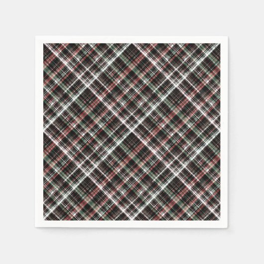 Serviette En Papier Tartan de Noël texturé. (Devant)