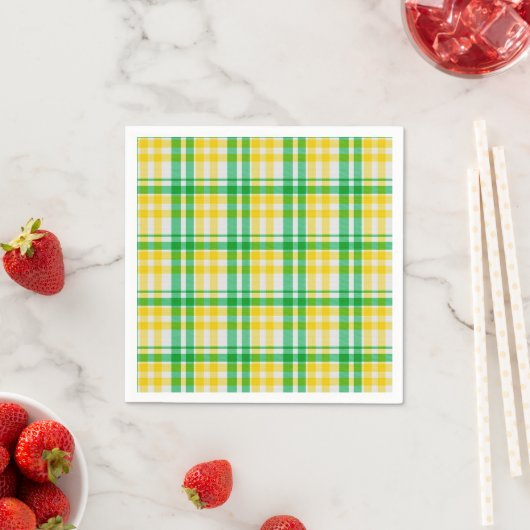 Serviette En Papier Tartan d'impression en Motif vert jaune (En situation)