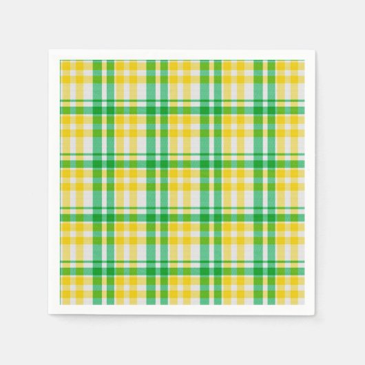 Serviette En Papier Tartan d'impression en Motif vert jaune (Devant)