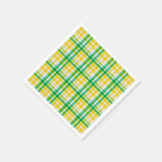 Serviette En Papier Tartan d'impression en Motif vert jaune (Coin)