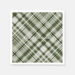 Serviette En Papier Tartan gris vert et blanc