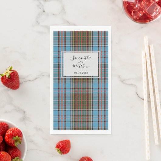 Serviette En Papier Tartan Mariage de script rustique plaid (En situation)