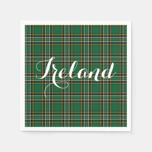 Serviette En Papier Tartan national irlandais et texte personnalisable (Devant)
