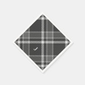 Serviette En Papier Tartan noir et gris rustique avec monogramme (Coin)