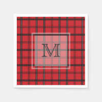 Tartan noir et rouge monogramme