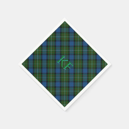 Serviette En Papier Tartan officiel Fergusson avec monogramme / initia (Coin)