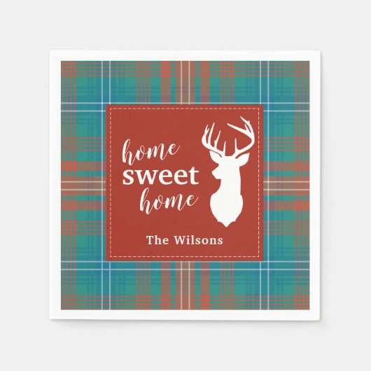 Serviette En Papier Tartan Plaid Clan Noël Wilson Personnalisé (Devant)