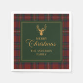 Serviette En Papier Tartan Plaid Merry Christmas Family Napkins (Devant)