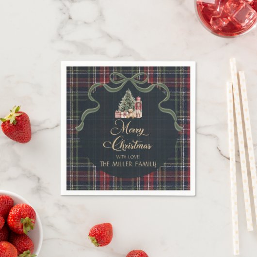 Serviette En Papier Tartan Plaid Preppy Christmas Party Napkins (En situation)