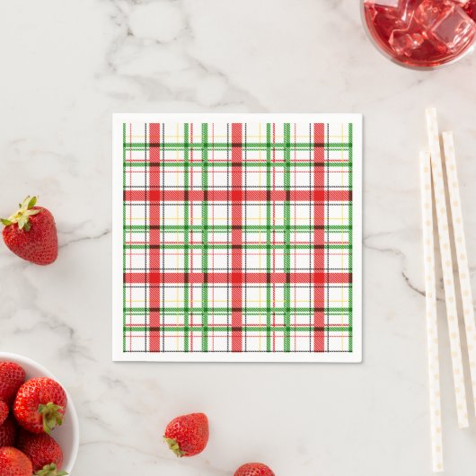 Serviette En Papier Tartan plat de Noël - Blanc (En situation)