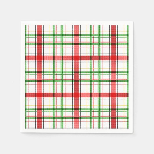 Serviette En Papier Tartan plat de Noël - Blanc (Devant)