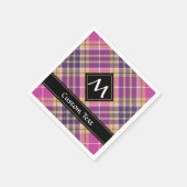 Serviette En Papier Tartan rose, or et bleu (Coin)