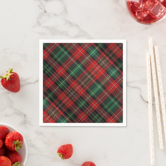 Serviette En Papier Tartan rouge et vert (En situation)