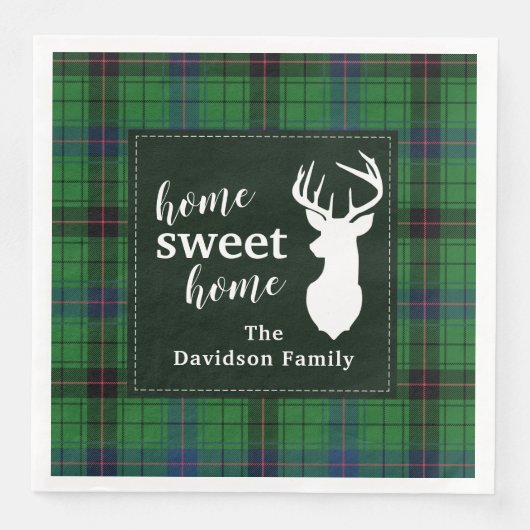 Serviette En Papier Tartan Rustic Retro Davidson Plaid Holiday (Devant)
