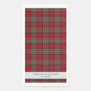 Serviette En Papier Tartan Stewart Carreaux Personnalisé Mariage