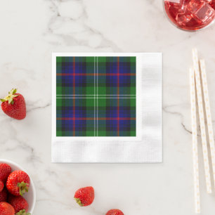 Serviette En Papier tartan sutherland bleu vert carreaux