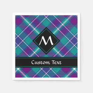 Serviette En Papier Tartan vert de mer, violet et bleu