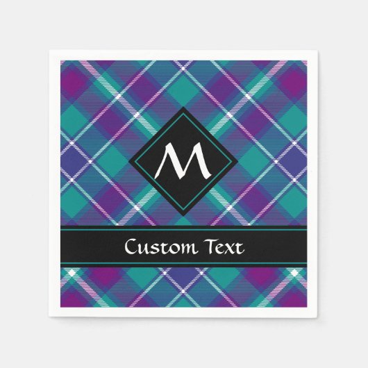 Serviette En Papier Tartan vert de mer, violet et bleu (Devant)