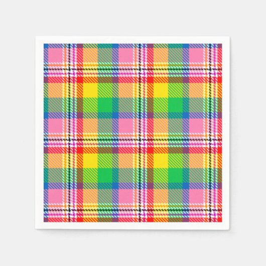 Serviette En Papier Tartan vert rose (Devant)