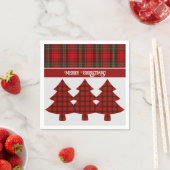 Serviette En Papier Tartan vert rouge (En situation)