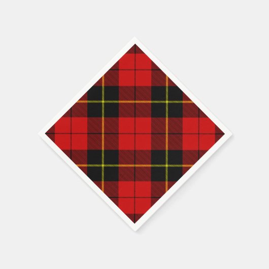 Serviette En Papier Tartan Wallace rouge noir carreaux (Coin)