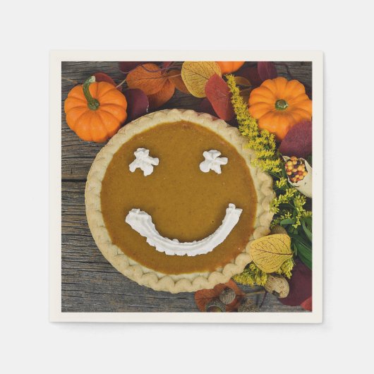 Serviette En Papier Tarte au potiron de Thanksgiving joyeuse (Devant)