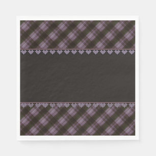 Serviette En Papier Tarte brune noire Abstraite à damiers plaid