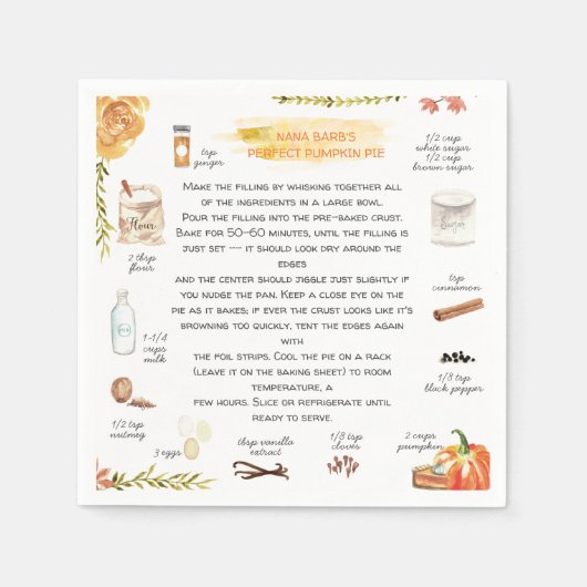 Serviette En Papier Tarte Citrouille maison | Action de grâces (Devant)