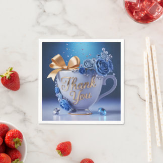 Serviette En Papier Tasse à thé Blue Rose, Merci,