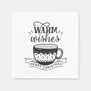 Serviette En Papier Tasse de café chaud cacao typographie de Noël Vœux