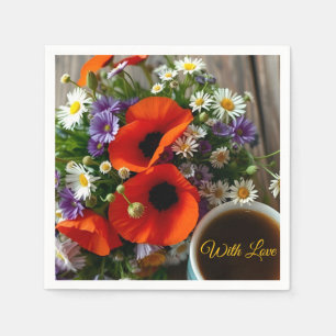 Serviette En Papier Tasse de café personnalisée "Avec amour" et coquel