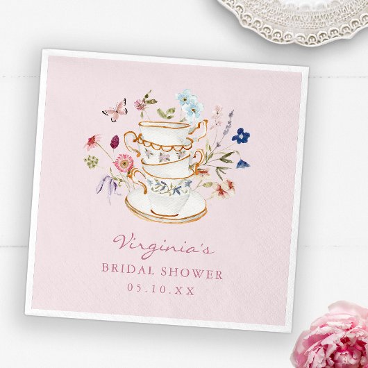 Serviette En Papier Tasse de thé rose en assiette en papier