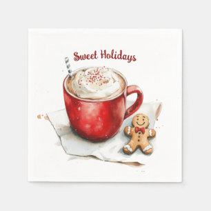 Serviette En Papier Tasse rouge de biscuits de pain d'épice Douces Fêt