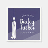 Serviette En Papier Tassel sur Marine Blue Ombre Graduation Party Napk (Devant)