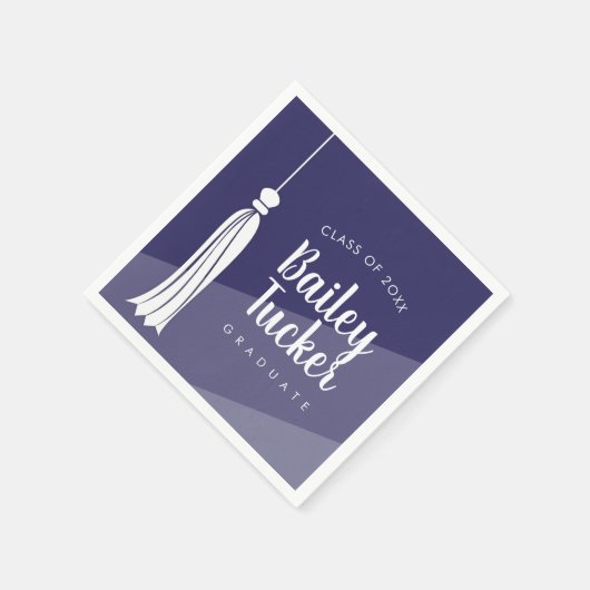 Serviette En Papier Tassel sur Marine Blue Ombre Graduation Party Napk (Coin)