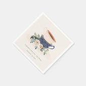 Serviette En Papier Tasses Bleues de Teint Rose Mignon Fête de Mariage (Coin)