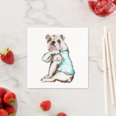 Serviette En Papier tatatouage de chien bulldog j'aime maman amoureux  (En situation)