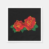 Serviette En Papier Tatouage aux roses rouges (Devant)