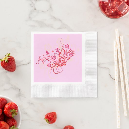 Serviette En Papier Tatouage de fleurs - serviettes (En situation)