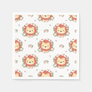 Serviette En Papier Tatouage Lion Et Fleur