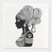 Serviette En Papier Tatouage Tribal Portrait de Fille Africaine (Devant)