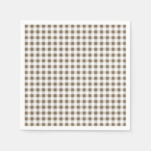 Serviette En Papier Taupe blanc En vichy Motif