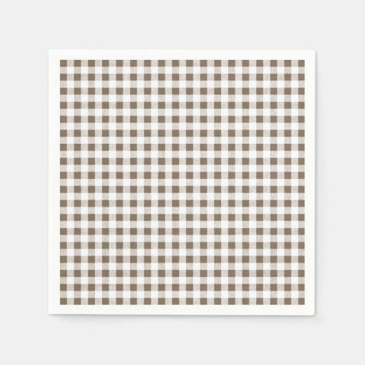 Serviette En Papier Taupe blanc En vichy Motif (Devant)